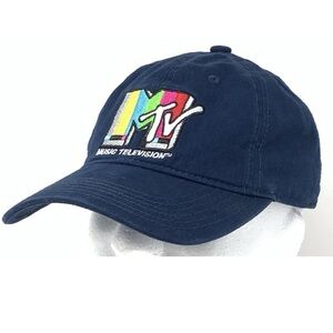 MTV Music Television Men Baseball Cap Hat Navy Blue Retro 80’s 90’s Music Rock